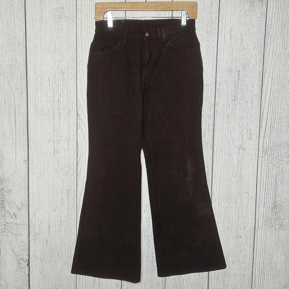VTG 60s Levi's for Gals 542 Big E Velvety Brown Bell Bottoms, 26x27 - Picture 1 of 10